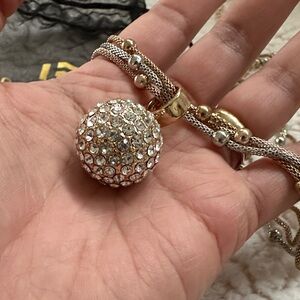 Elegant Gold and Silver Crystal Pendant Necklace